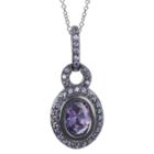 Journee Collection 1 3/4 Ct. T.w. Oval-cut Cz Basket Set Pendant Necklace In Sterling Silver - Purple