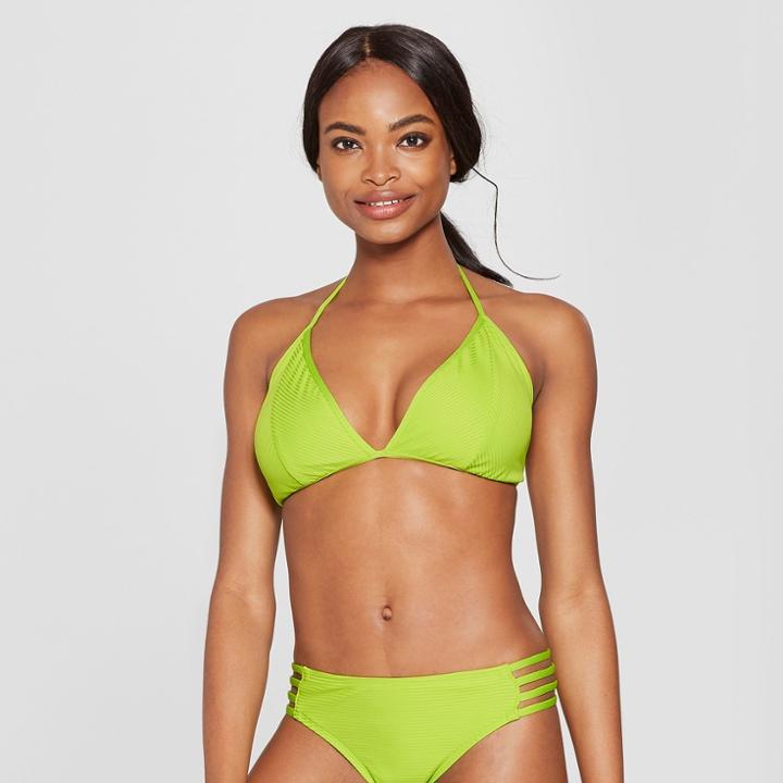Women's Ribbed Triangle Bikini Top - Mossimo Hot Lime (green) D/dd Cup