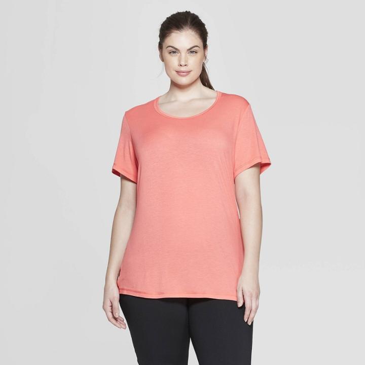Women's Plus Size Short Sleeve Draped T-shirt - C9 Champion Papaya Red