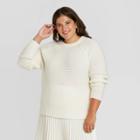 Women's Plus Size Crewneck Pullover Sweater - A New Day Cream