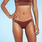 Juniors' Metallic Textured V Bikini Bottom - Xhilaration Raisin