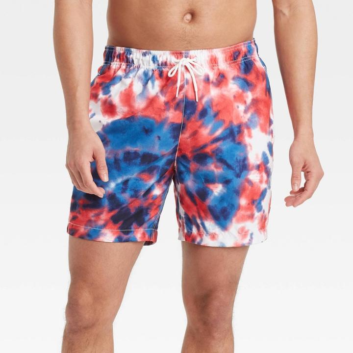 Bioworld Men's 7 Americana Swim Trunks - White