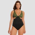 Beach Betty By Miracle Brands Women's Slimming Control Colorblock Cut Out One Piece - M,