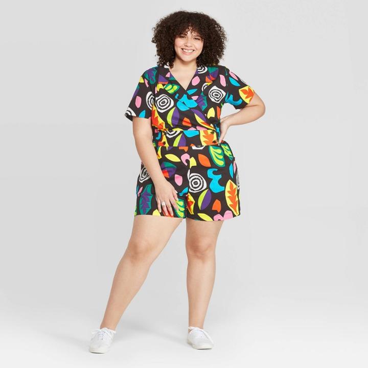 Target Women's Stranger Things Eleven Plus Size Short Sleeve Romper (juniors') - Black