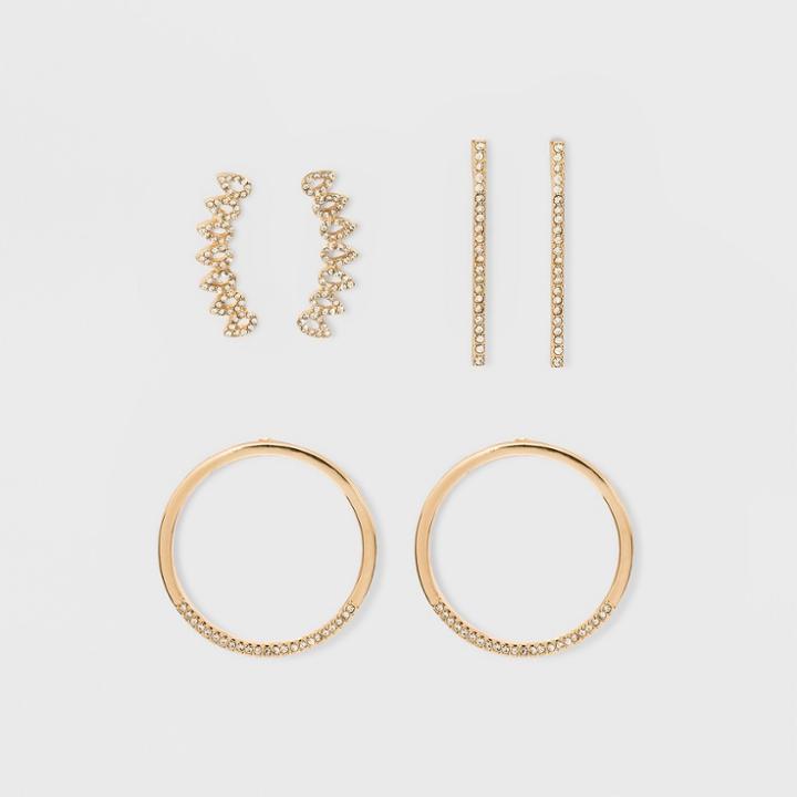 Sugarfix By Baublebar Modern Earring Gift Set - Clear, Girl's, Gold/clear