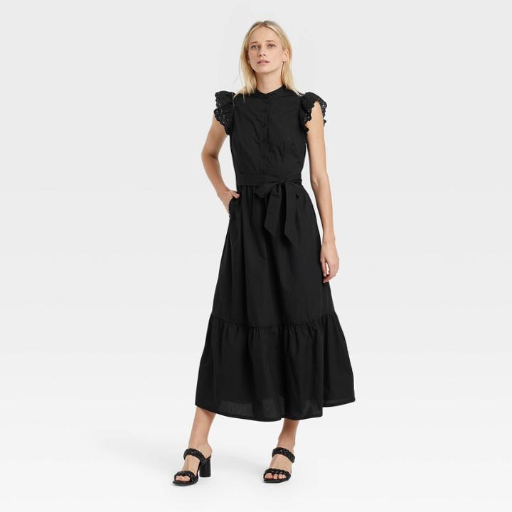 Women's Flutter Short Sleeve Dress - Who What Wear Black