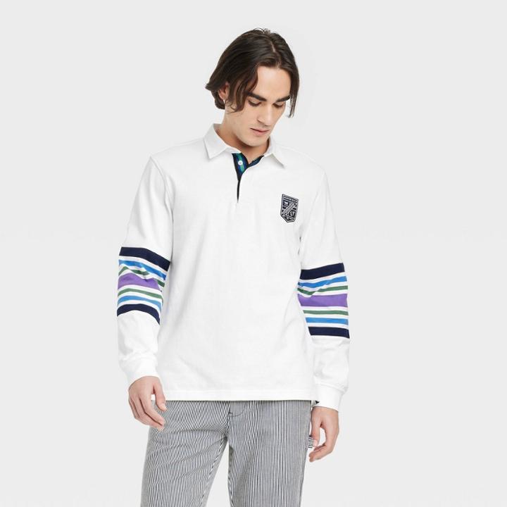 Houston White Adult Long Sleeve Rugby Shirt - White Xxs/xs