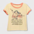 Dc Comics Toddler Girls' Wonder Woman Short Sleeve Ringer T-shirt - Light Yellow