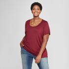 Women's Plus Size Perfect Short Sleeve T-shirt - Ava & Viv Burgundy (red)