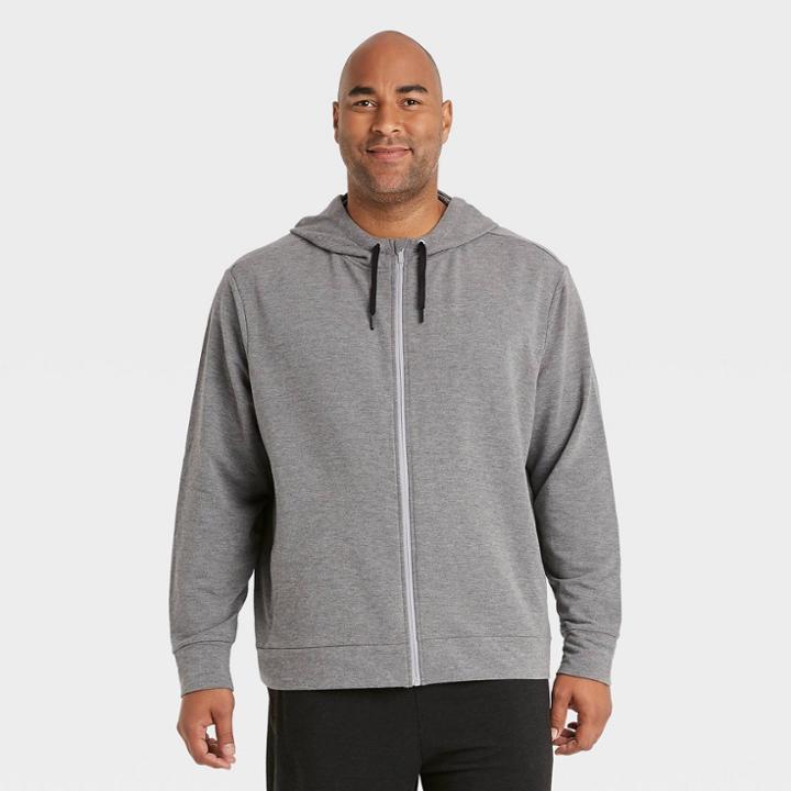 Men's Big & Tall Soft Gym Full Zip Hoodie - All In Motion Gray