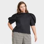 Women's Plus Size Puff Elbow Sleeve Top- Who What Wear Black