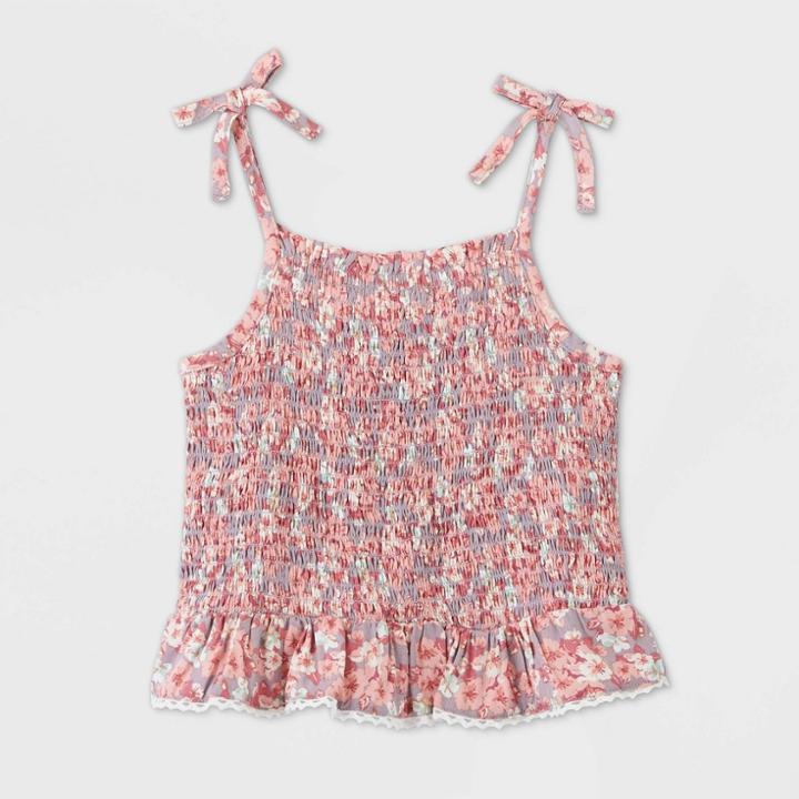 Toddler Girls' Smocked Floral Tank Top - Art Class Purple