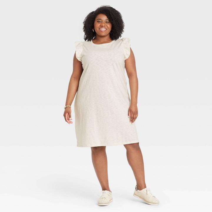 Women's Plus Size Tank Dress - Universal Thread Cream