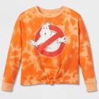 Girls' Ghostbusters Tie-dye Crewneck Sweatshirt - Orange