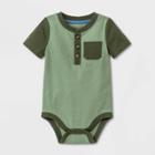 Baby Boys' Henley Colorblock Pocket Bodysuit - Cat & Jack Sage Green Newborn