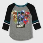 Girls' Marvel Rising Squad 3/4 Sleeve Raglan T-shirt - Heather Gray