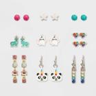 Cat & Jack Girls' 9pk Panda And Llama Earring Set - Cat And Jack,