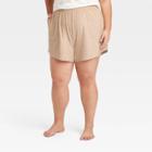 Women's Plus Size Mid-rise Knit Shorts 5 - All In Motion Heathered Beige