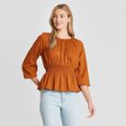 Women's Bishop Long Sleeve Blouse - Universal Thread Rust