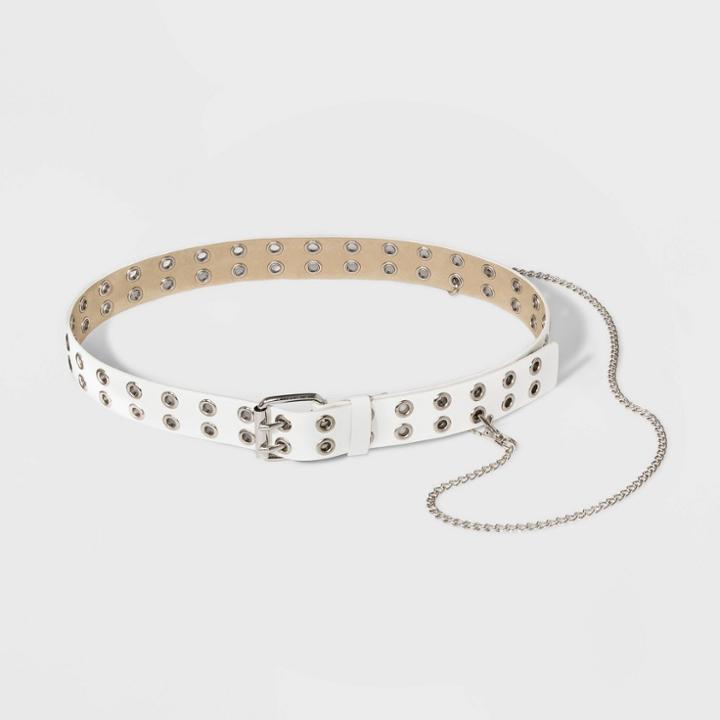 Women's Double Grommet Chain Belt - Wild Fable White