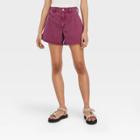 Women's High-rise A-line Midi Jean Shorts - Universal Thread Berry Purple