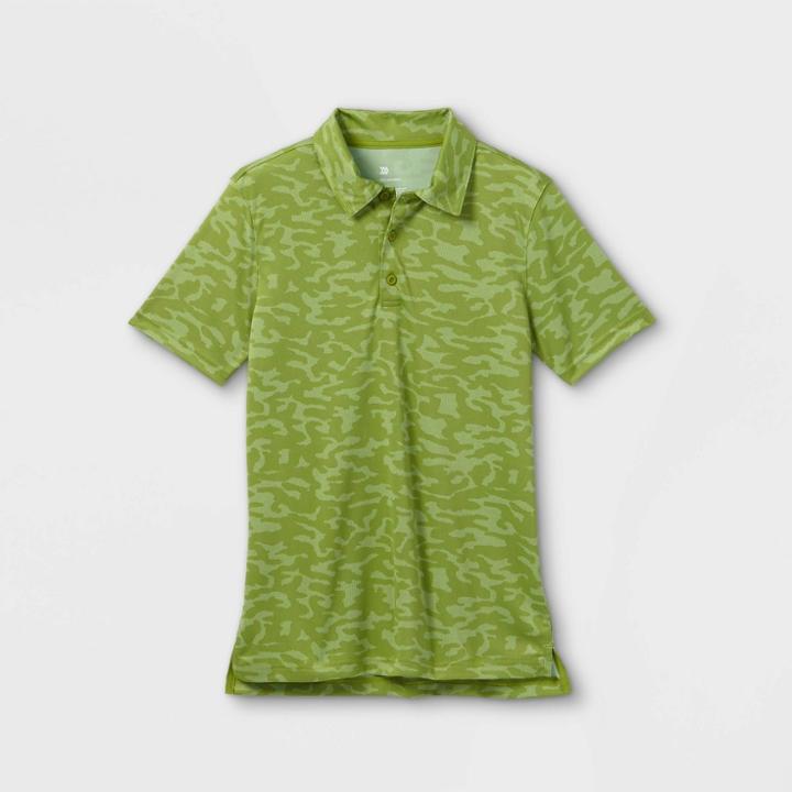 Boys' Printed Golf Polo Shirt - All In Motion Olive Green