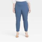 Women's Plus Size High-rise Slim Fit Ankle Pants - A New Day Blue