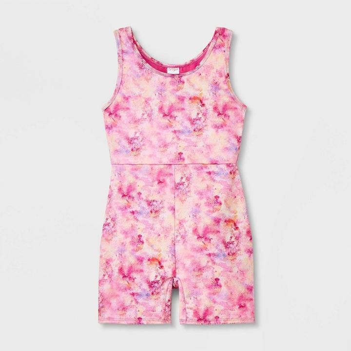Girls' Floral Spray Sleeveless Biketard - Cat & Jack Pink