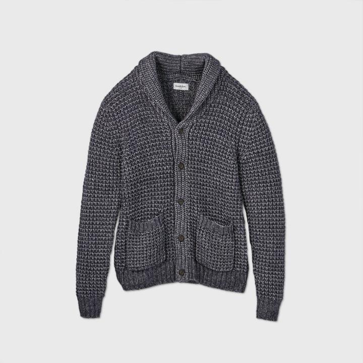 Men's Regular Fit Button-down Shawl Sweater - Goodfellow & Co Denim Blue