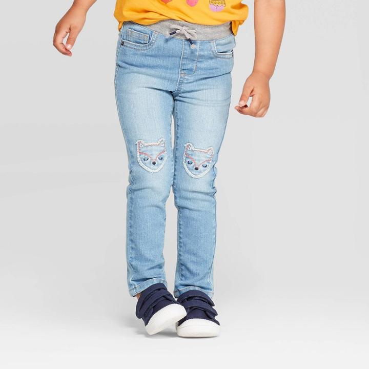 Toddler Girls' Fox Knee Skinny Jeans - Cat & Jack Blue