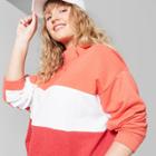 Women's Plus Size Quarter Zip Color Blocked Sweatshirt - Wild Fable Orange
