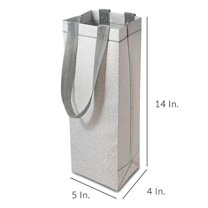 Prime Line Packaging 12pc Glitter Gift Bags Wine/silver