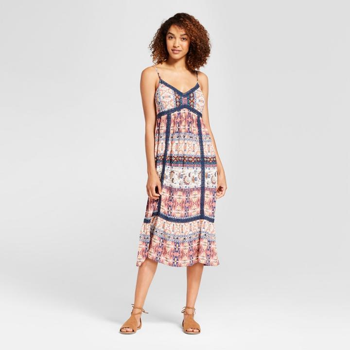 Women's Crochet Trim Print Dress - Knox Rose Pink