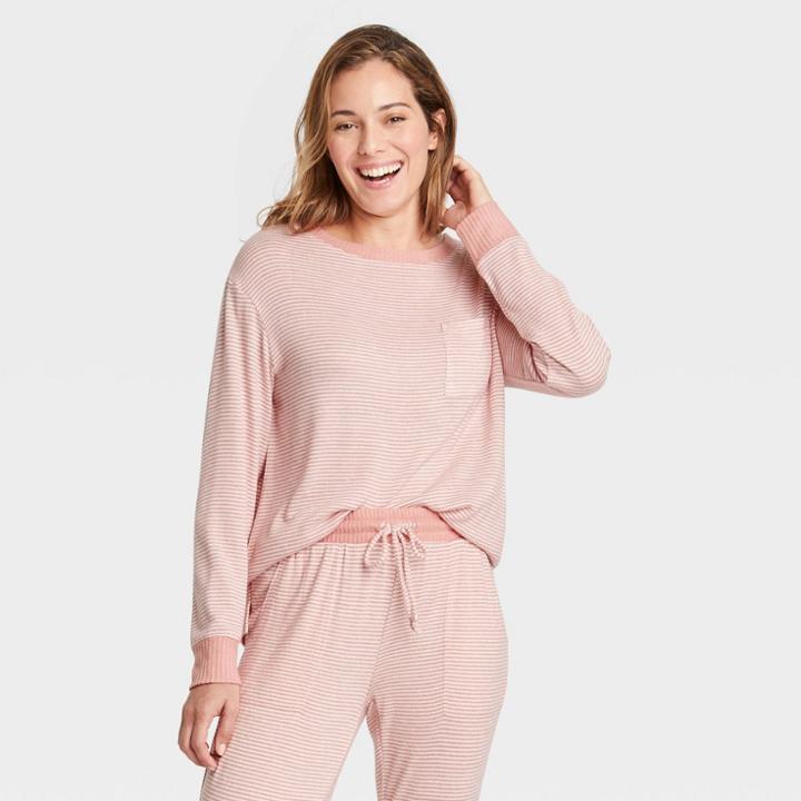 Women's Perfectly Cozy Striped Lounge Sweatshirt - Stars Above Rose Red