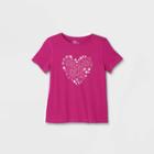 Kids' Adaptive Short Sleeve Graphic T-shirt - Cat & Jack Dark Pink