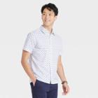Men's Palm Print Standard Fit Textured Short Sleeve Button-down Shirt - Goodfellow & Co White