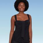Women's Slimming Control Sash-front Tankini Top - Dreamsuit By Miracle Brands Black