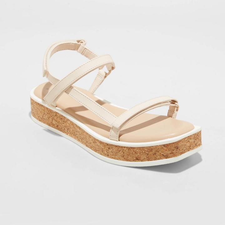 Women's Nova Sporty Cork Platform Sandals - A New Day White