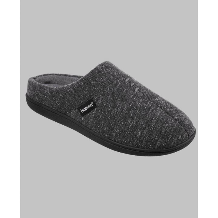 Isotoner Men's Heather Knit Preston Hoodback Slippers - Heathered Gray