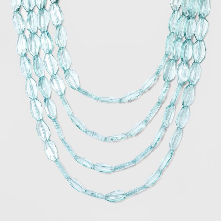 Sugarfix By Baublebar Clear Acrylic Beaded Statement Necklace - Aqua, Girl's