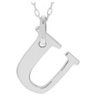 Women's Journee Collection Initial Charm Pendant Necklace In Sterling Silver - Silver, U (18), Silver