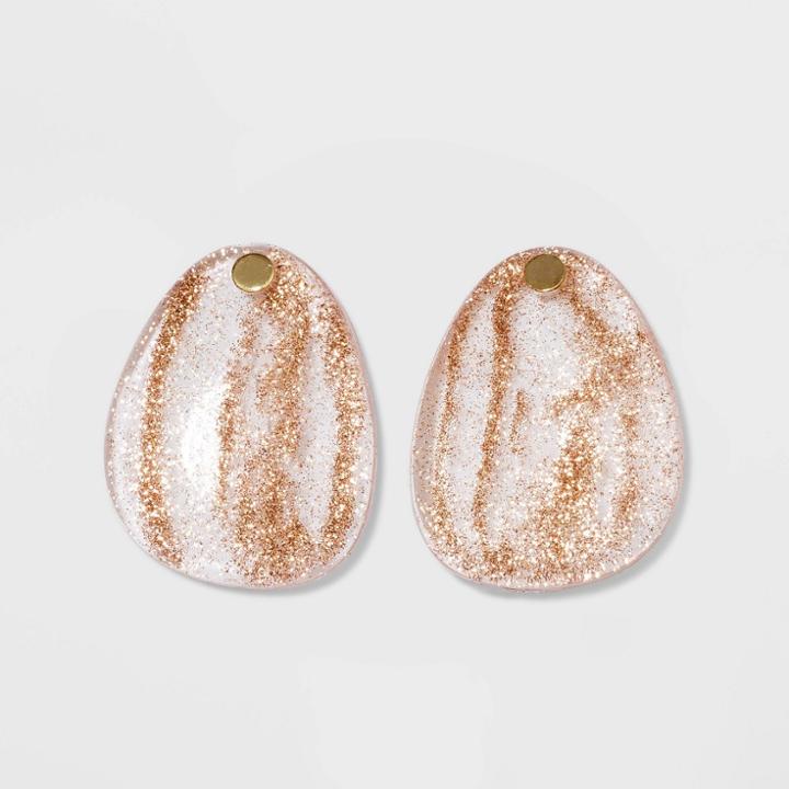 Clear Stud Earrings - A New Day Gold Glitter, Women's