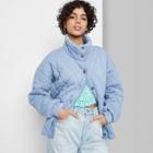 Women's Button-front Quilted Jacket - Wild Fable Blue