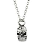 Distributed By Target Men's Stainless Steel And Cubic Zirconia Skull Pendant,