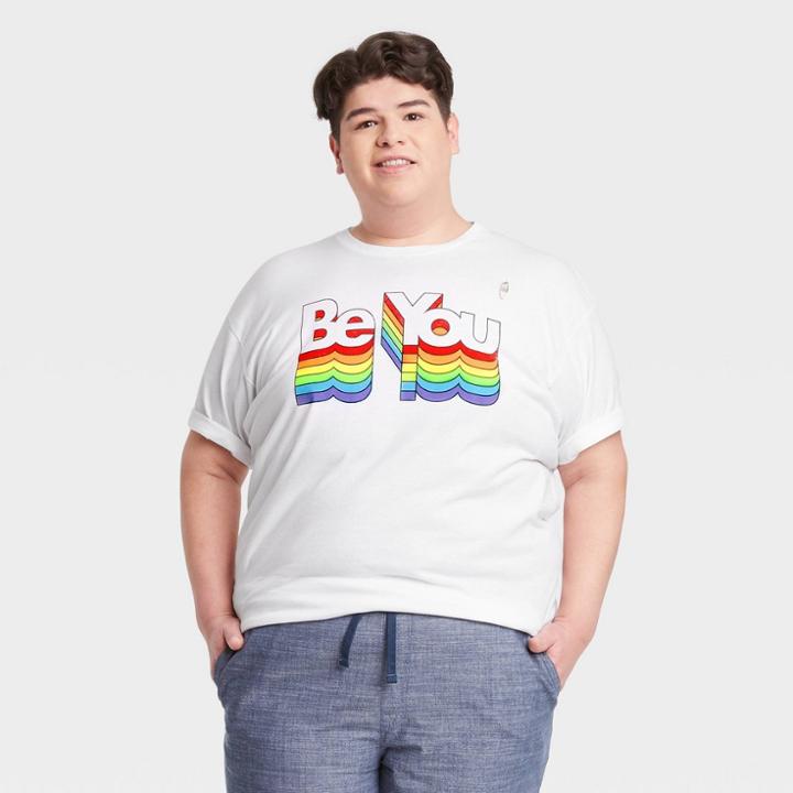 Ev Lgbt Pride Pride Gender Inclusive Adult Extended Size 'be You' Short Sleeve Graphic T-shirt - White