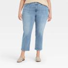 Women's Plus Size High-rise Slim Straight Fit Cropped Jeans - Universal Thread Vintage Denim Wash 18w, Vintage Blue Blue