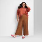 Women's Plus Size Ascot + Hart Knit Graphic Flare Pants - Brown