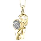 Target Women's Sterling Silver Accent Round-cut White Diamond Pave Set Elephant Pendant - Yellow
