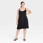 Women's Plus Size Sleeveless Skater Dress - Ava & Viv Black X