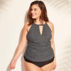 Women's Plus Size High Neck Keyhole Tankini - Kona Sol Black/white